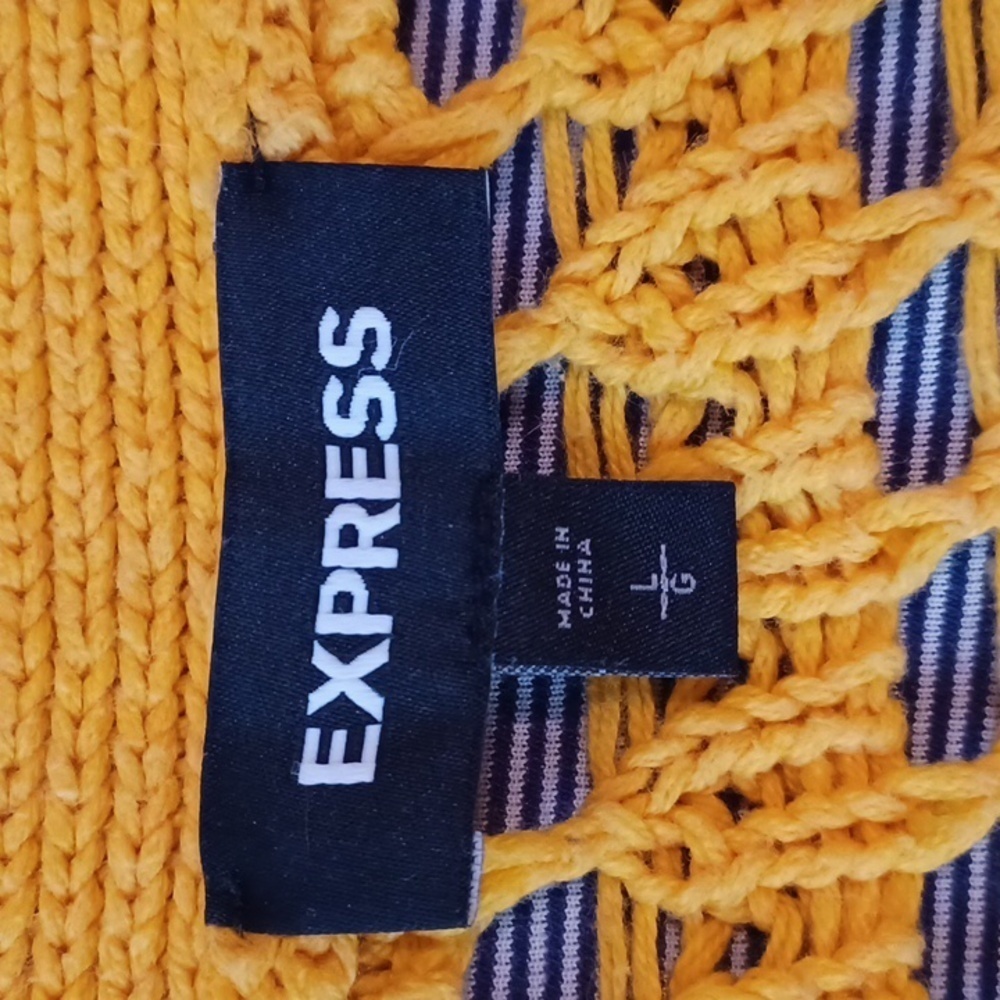 -- Yellow Open-Knit Women's Cardigan - Picture 6 of 8